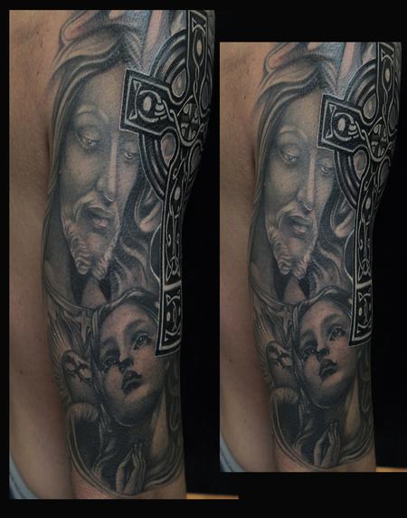 Tattoos - Black and gray Religious Tattoo   - 69637